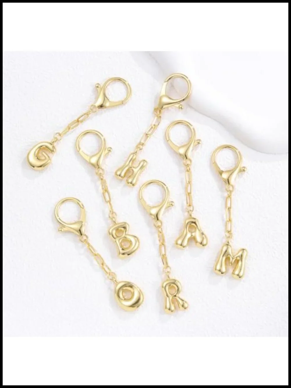 Cherry Bag Charms Gold Initial Keychain for Handbags Purse Tote Cute